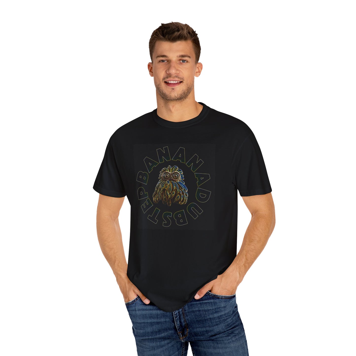 🍌 BANANA LOVED DUBSTEP 🍌 Unisex Garment-Dyed T-shirt, Fun Graphic Tee, Casual Wear, Gift for Friends, Summer Vibes, Music Festival Shirt